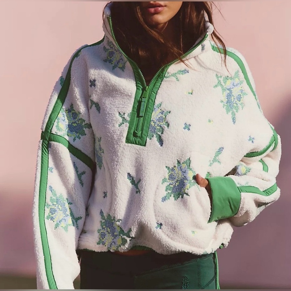 We The Free Mountain High Embroidered Half Zip Fleece